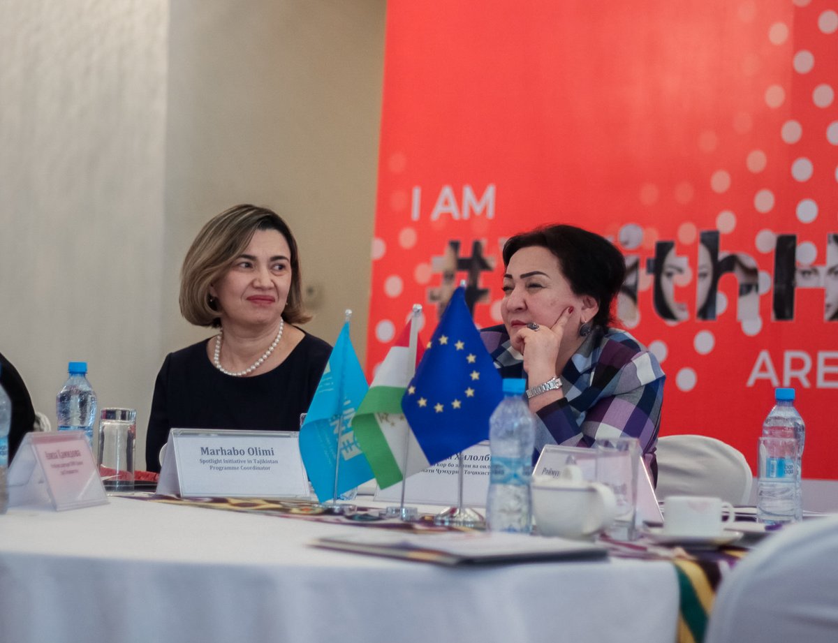 UNinTajikistan's tweet photo. Advanced School of Gender Advocates is launched in Dushanbe within the @GlobalSpotlight  - a global joint programme of the @UN  and #EuropeanUnion to end all forms of #SGBV which has received generous support from the European Union. #IWD2023 @sezin_sinanoglu @KaroblisR https://t.co/42cB6YUuRy