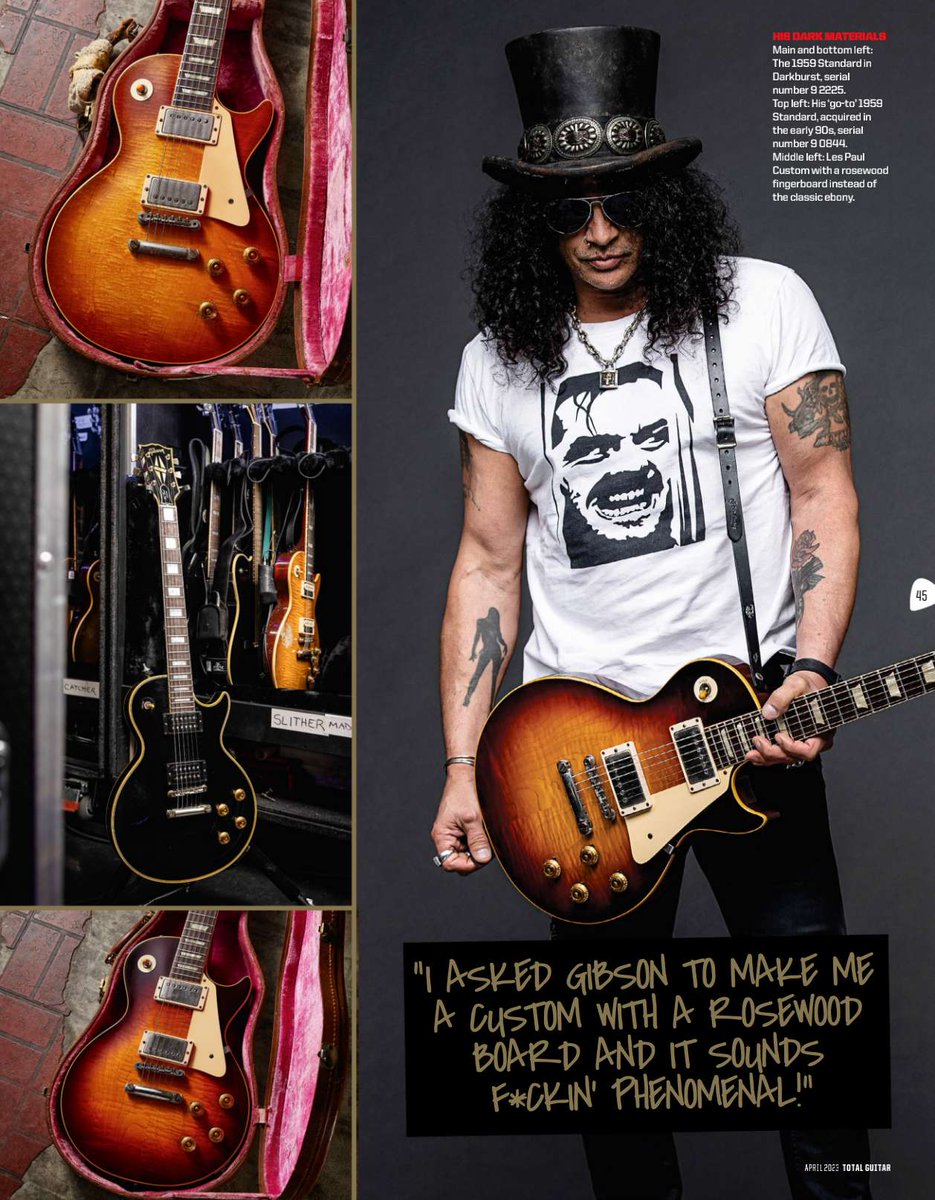 SlashArmy_ARG's tweet photo. ⚡Slash en la edición de Abril de la Total Guitar Magazine hablando acerca de sus @gibsonguitar 🤘🏻🎩

[3/3]

📸: @rosshalfin
•
•
•
#slash @slash #totalguitarmagazine #slashonmagazine #gibson #lespaul #rnfnr #thecollectionslash #slashcollection #gear #magazine #april https://t.co/J9guaAv996