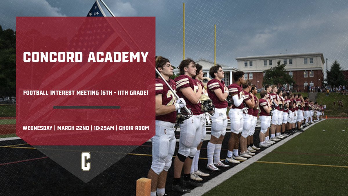 Cannon Football (@cannoncougarsfb) on Twitter photo 🚨🚨 Concord Academy Football Interest Meeting🚨🚨 If you have any interest in playing football please attend! <a href="/CAathleticsNC/">Concord Academy Athletics</a> 🚨🚨 Concord Academy Football Interest Meeting🚨🚨 If you have any interest in playing football please attend! <a href="/CAathleticsNC/">Concord Academy Athletics</a>