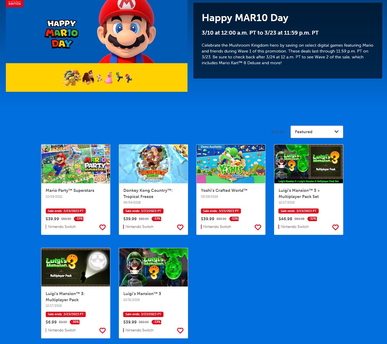 Ofertas Nintendo eShop Brasil – Dia do MAR10 tem segunda leva de