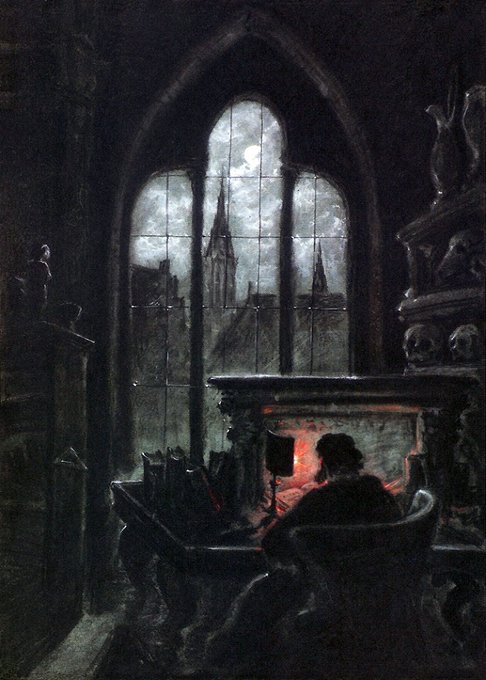 Faust In His Study (1852) by Carl Gustav Carus (German artist, lived 1789-1869). #student #writer