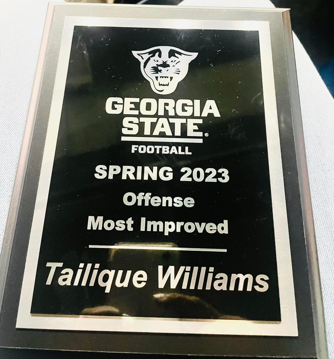 TroupRecruitz's tweet photo. Congrats to former Harris County HS 3 sport standout & current Georgia State University Wide Receiver Tailique Williams @_tailique on being named Spring Most Improved Offensive Player. #CountyWay https://t.co/5TNjkrWJhJ