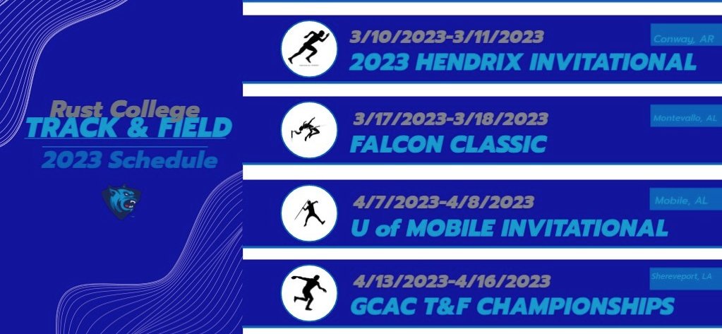 Rust_Athletics's tweet photo. #WinninSZN: The Track &amp; Field Team is headed to Conway, AR for the 2023 Hendrix Invitational 🏃🏾 March 10-11 #RustTrack

#RCAthletics #RushToRust #RustCollege #RYSRust https://t.co/L8GaEoq3Bd