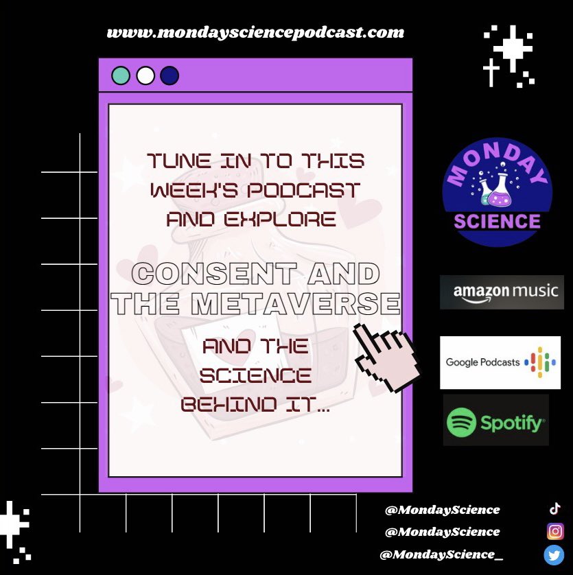Catch up on #MondayScience latest episode on #Consent in the #Metaverse  ⚠️Please note this episode includes a trigger warning for discussions about consent,sexual assault and sexual harassment.Listen to the episode mondaysciencepodcast.com/listen/ <a href="/DrBahijjaRaimiA/">Dr Bahijja Raimi-A</a> <a href="/DZytko/">Doug Zytko</a> <a href="/oaklandu/">Oakland University</a> #tech