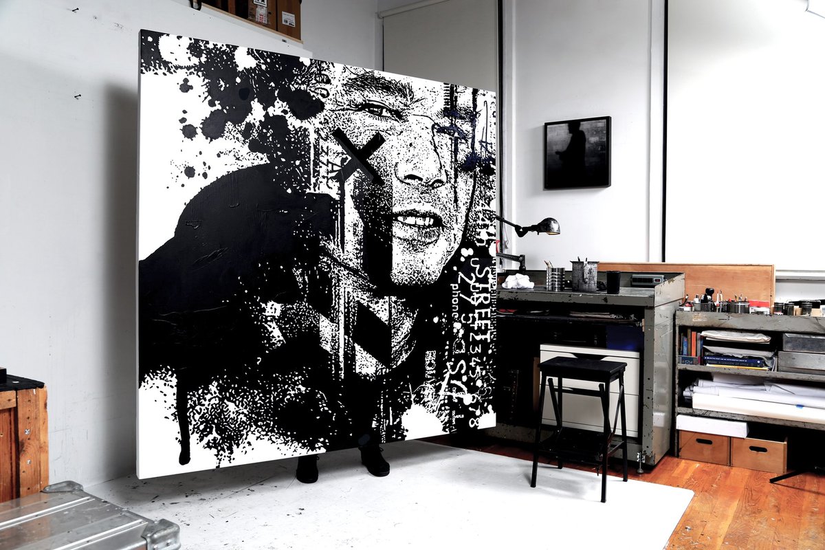 wkinteract's tweet photo. WK/studio NYC latest  portrait painting in process of  Shepard Fairey @obeygiant @wkinteract https://t.co/eE63FU3D0b