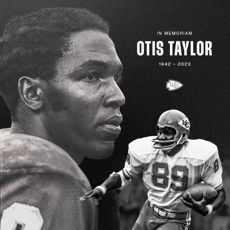 Chiefs's tweet photo. Legendary Chiefs Hall of Famer Otis Taylor has passed at the age of 80.