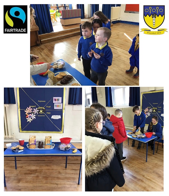 BBM_School's tweet photo. What a successful first 'Fairtrade Friday'! Our school council sold a range of 'Fairtrade treats' during break, to raise awareness and money for a good cause. The children really enjoyed the delicious snacks too!😋 https://t.co/0cJRYoCRLI