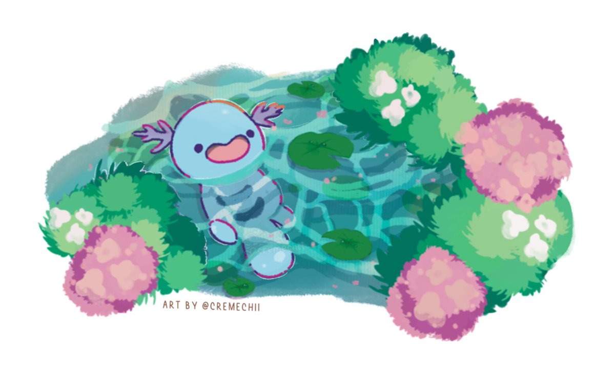 no humans pokemon (creature) water flower open mouth lily pad solo  illustration images
