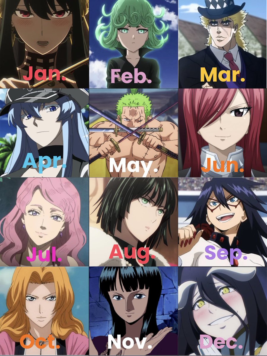 masterultra233's tweet photo. Your birth month is your anime waifu https://t.co/z9WnFu8mTP