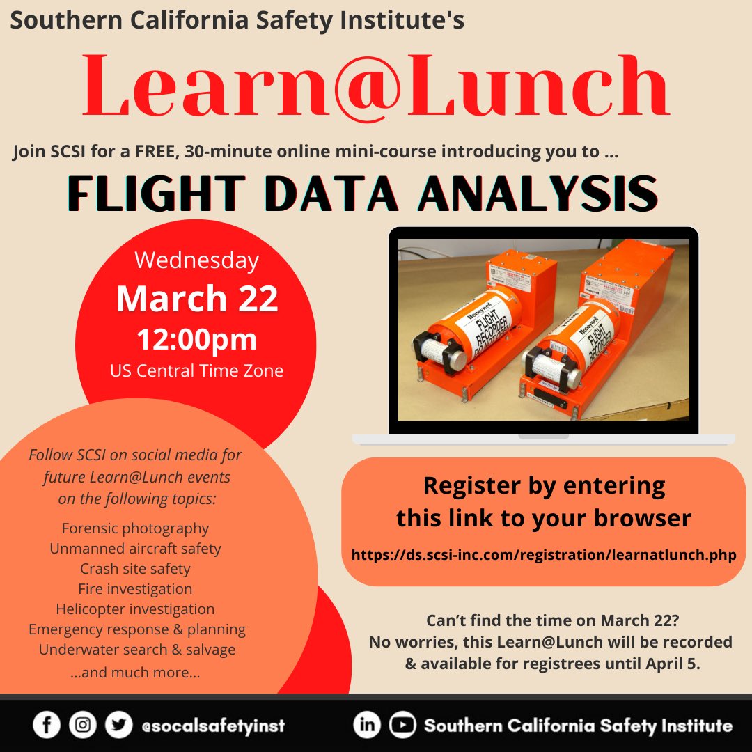 Join us online for another free 30 minute webinar on flight data analysis. # #dataanalysis #aviationsafety #accidentinvestigation