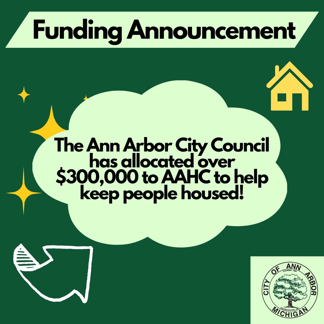 On Monday, March 6th, the Ann Arbor City Council approved the release of $305,000 to AAHC to be used toward eviction prevention services. 100% of the funding will be used to support families with children under 18. We're excited to put this money to work!