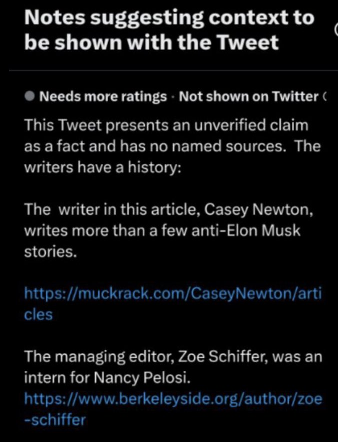 This has happened to us too. 

In the Community Notes forum, Elon Musk fans have tried to discredit our Twitter reporting by saying, among other things, that I interned for Nancy Pelosi when I was in college.