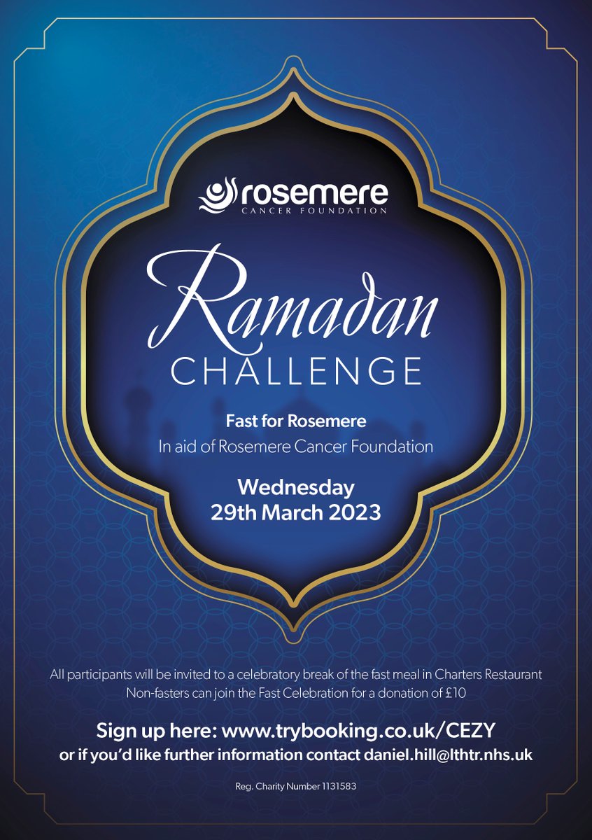 RosemereCF's tweet photo. 📢 Calling all of our @LancsHospitals colleagues! Respiratory consultant Prof. Munavvar is encouraging staff who wouldn’t normally fast throughout Ramadan to join him on a day-long fasting challenge. Do you fancy taking part? 🙏
More info on our intranet: https://t.co/deqtACauB9 https://t.co/59fHFkypWW
