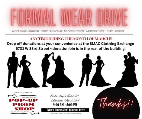 Spring cleaning and looking re-home  formalwear and accessories? @SMAC_PTA Clothing Exchange has you covered!!