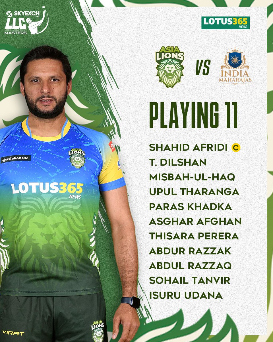 AsiaLionsLLC's tweet image. These are the lions who are on the forefront this evening! 🦁

@SAfridiOfficial 
#TillakaratneDilshan
@captainmisbahpk 
@upultharanga44 
@paras77
@MAsgharAfghan
@PereraThisara
#AbdurRazzak
@ARazzaqPak
@sohailmalik614
@IAmIsuru17 

@VisitQatar 
#LLCMasters @YahanSabBossHain