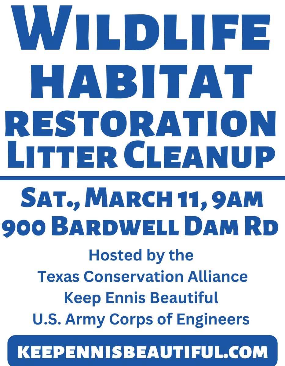 SLOW YOUR ROLL if you're headed to Lake Bardwell tomorrow (Sat. 3/11). Volunteers will be out cleaning up litter. Feel free to join them! It takes all of us to keep Ennis beautiful.