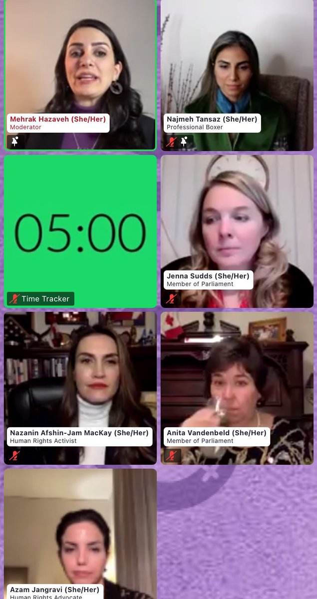 We will not stop defending human rights in Iran. Powerful stories heard from Iranian-Canadian women on the panel hosted by <a href="/All_4_Iran/">All 4 Iran</a>, <a href="/mehrakaneh/">Mehrak Hazaveh</a>.

Thank you to the panelists for your strong voices &amp; advocacy on #womensrights in Iran. Our govt stands with you. #WomenLifeFreedom