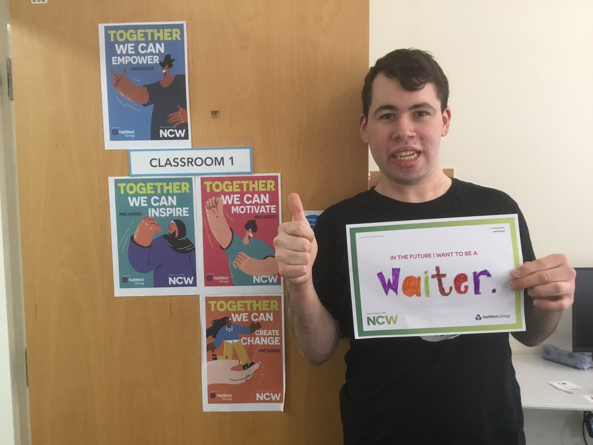 LearnersFoxes's tweet image. I want to be a waiter and take food orders. I carry the food safely and make drinks on the bar from James @CareersWeek 

#NCW2023 #NationalCareersWeek #WorkReadyLifeReady