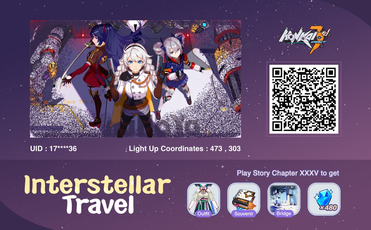 OwenJim7's tweet photo. Honkai Impact 3rd web event Interstellar Travel is now available. Light up your coordinates to leave our collective memories behind. https://t.co/ULiTYkkzRb