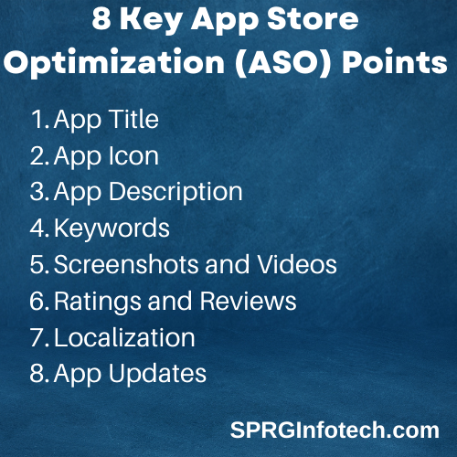 sprginfotech's tweet photo. Maximizing your app's potential on the App Store requires attention to key ASO points: app title, icon, description, keywords, screenshots, reviews, localization, and updates. Don't neglect these crucial factors for optimal app store visibility! #ASO #AppStoreOptimization https://t.co/GhiaekjqGx
