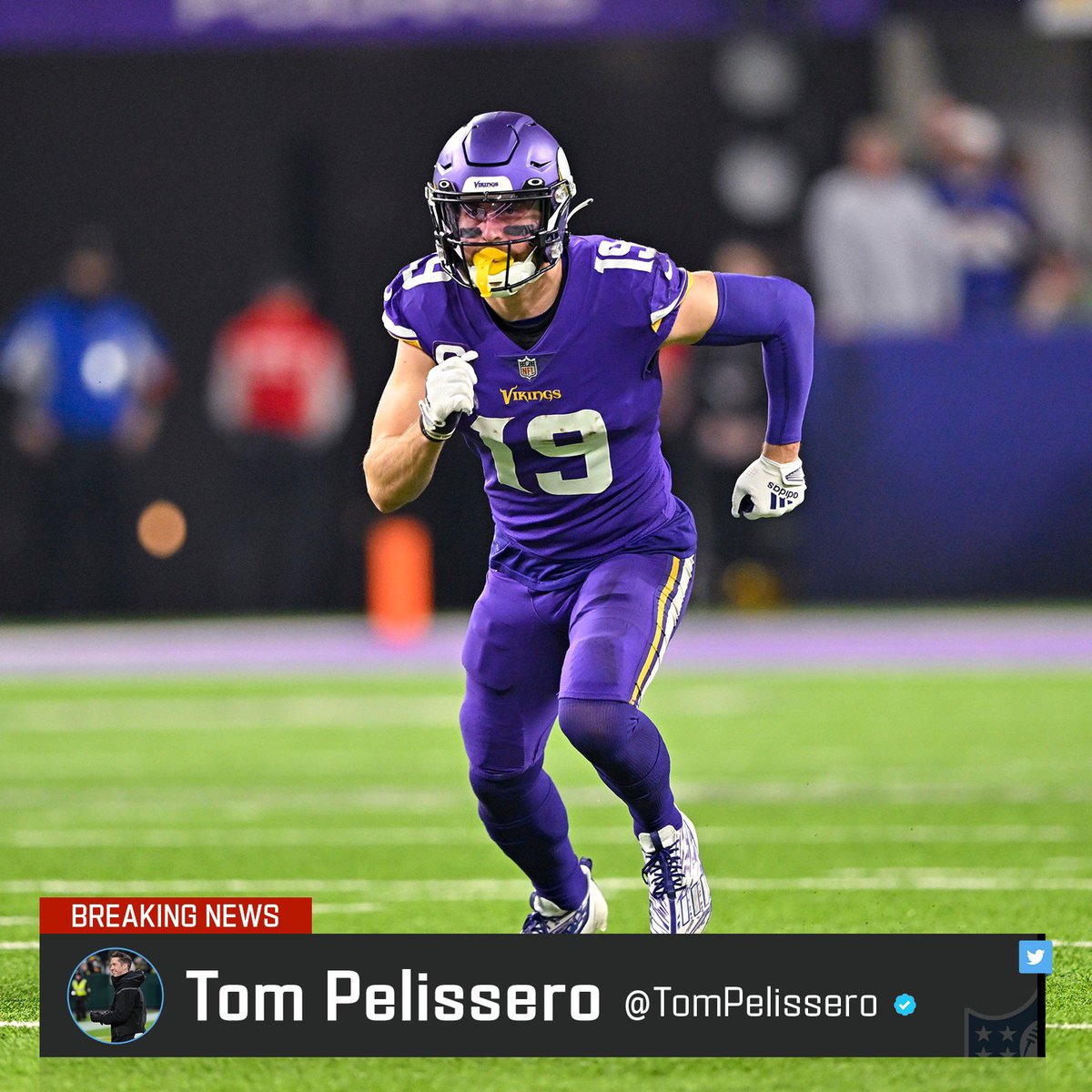 TomPelissero's tweet photo. The #Vikings are releasing two-time Pro Bowl WR Adam Thielen today, per sources.

A onetime undrafted free agent from Minnesota State who went on to catch 55 touchdown passes for his hometown team, Thielen has plenty left in the tank at age 32 and wants to land with a contender. https://t.co/FxsFP9z7MX