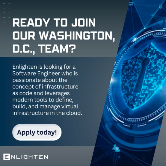 Apply today for our Software Engineer position in Washington, DC!

Enlighten is looking for a Software Engineer to design, develop and implement complicated and difficult software capabilities for computer-based systems.  jobs.eitccorp.com/jobs