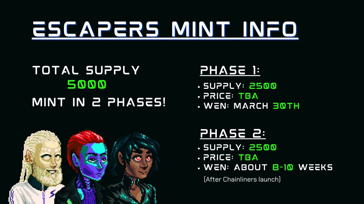 MatrixEscapers's tweet photo. ESCAPERS MINT INFO!
We believe in building first and minting later.
5 WL on this post - Tag 3 friends and say something nice to each other <3
Or buy a pill for Free Airdrops and WL https://t.co/BtxmuLDdBC
#CNFT #Cardano https://t.co/eutRZtJll4