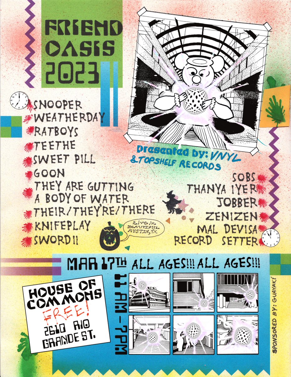 FRIEND OASIS 2023 !!!
us + <a href="/getvnyl/">VNYL</a> are throwing a party at sxsw 🤝

🌀 Friday 3/17
📍 House of Commons
🏝 11am-7pm
🐬 FREE
⚡️ ALL AGES

rsvp + set times: tpshlf.co/3FaQGUh