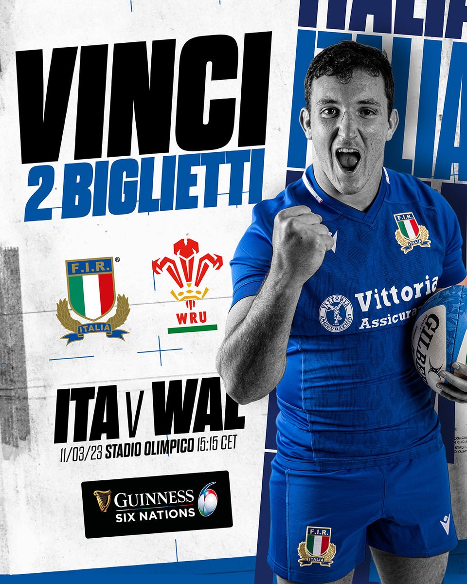 Guinness Sei Nazioni (@seinazionirugby) on Twitter photo 🚨 FLASH TICKET COMPETITION 🚨
📢 Vuoi vedere #ITAvWAL dal vivo?
Per avere la possibilità di vincere 2 biglietti, segui <a href="/SeiNazioniRugby/">Guinness Sei Nazioni</a>, clicca ♥ e ritwitta!
Il vincitore sarà estratto a sorte e contattato entro le 19:00 di questa sera (venerdì 10/3)!
#GuinnessSeiNazioni 🚨 FLASH TICKET COMPETITION 🚨
📢 Vuoi vedere #ITAvWAL dal vivo?
Per avere la possibilità di vincere 2 biglietti, segui <a href="/SeiNazioniRugby/">Guinness Sei Nazioni</a>, clicca ♥ e ritwitta!
Il vincitore sarà estratto a sorte e contattato entro le 19:00 di questa sera (venerdì 10/3)!
#GuinnessSeiNazioni