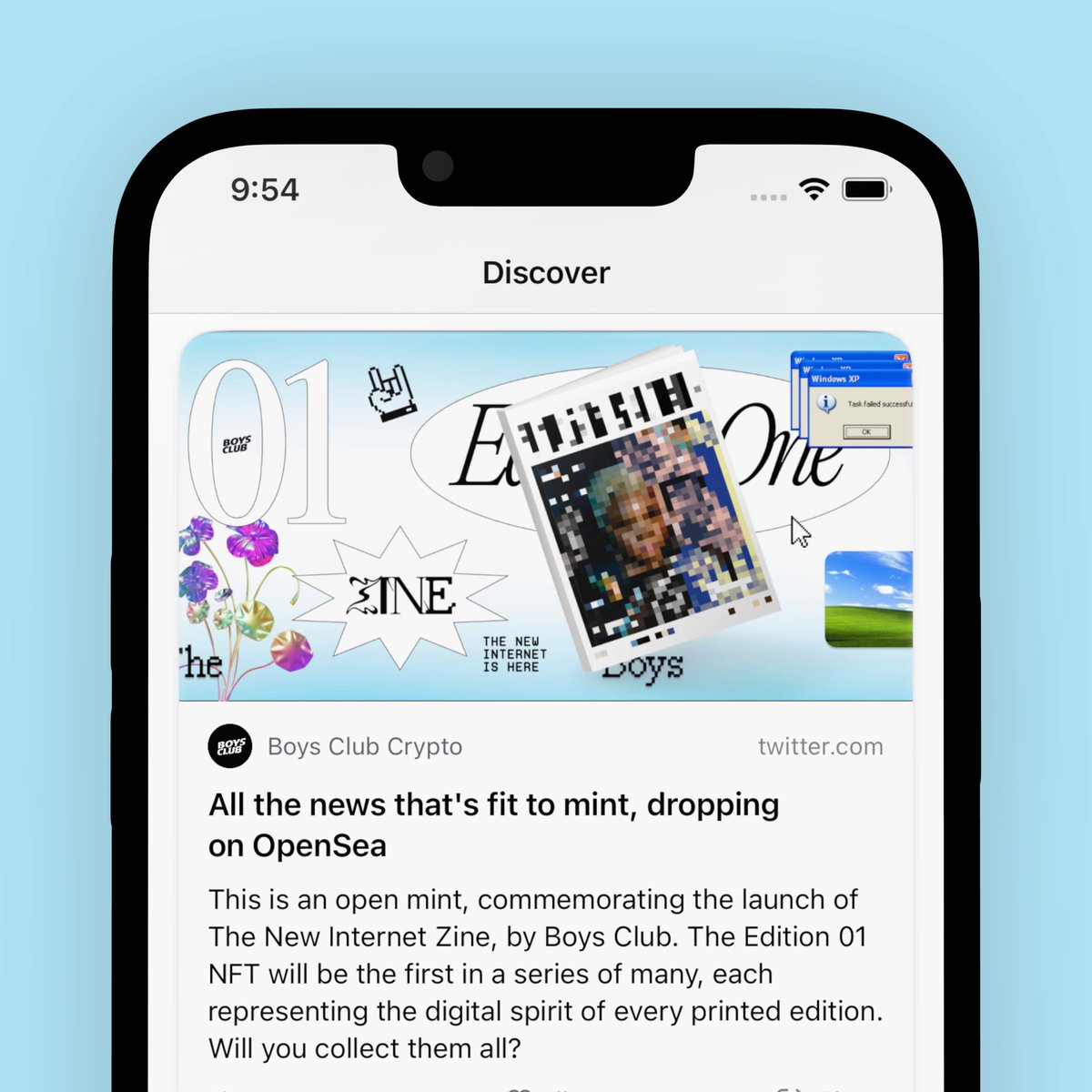 Spotted in <a href="/floor/">Rally</a> Discover today 👀 

The @BoysClubCrypto Zine Edition 01 mint ❤️‍🔥