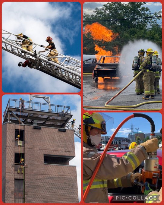 Camp FFIT activities, ladder climb, rappel, car fire, extrication