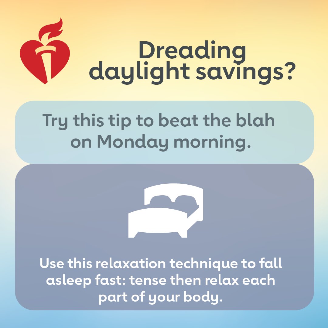 American_Heart's tweet photo. Dear extra hour... You can leave us, but we'll be okay. ❤️ -Sleep

🗓️ Sunday, March 12
🌞 Spring forward
💤 SOS - Save Our Sleep. Protect those Zzz's!

#SleepAwarenessMonth https://t.co/k7FpMFneed