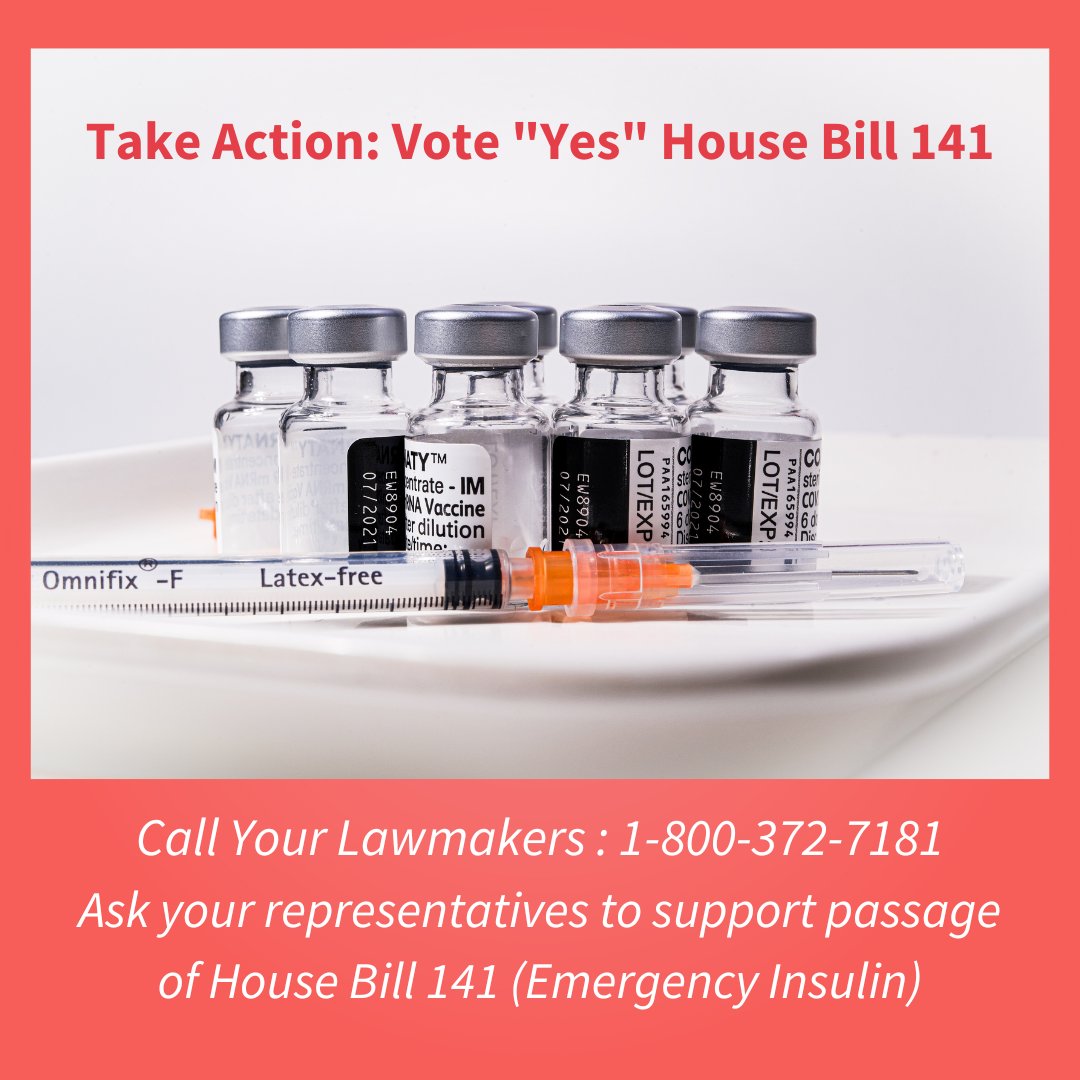 Time is running out to help Kentuckians who need insulin. Legislators are considering a bill for diabetics that are not insured or have insurance that has removed their prescribed #insulin from coverage. 
✅ Call 1-800-372-7181-TODAY. Ask them to support House Bill 141.#kyga23