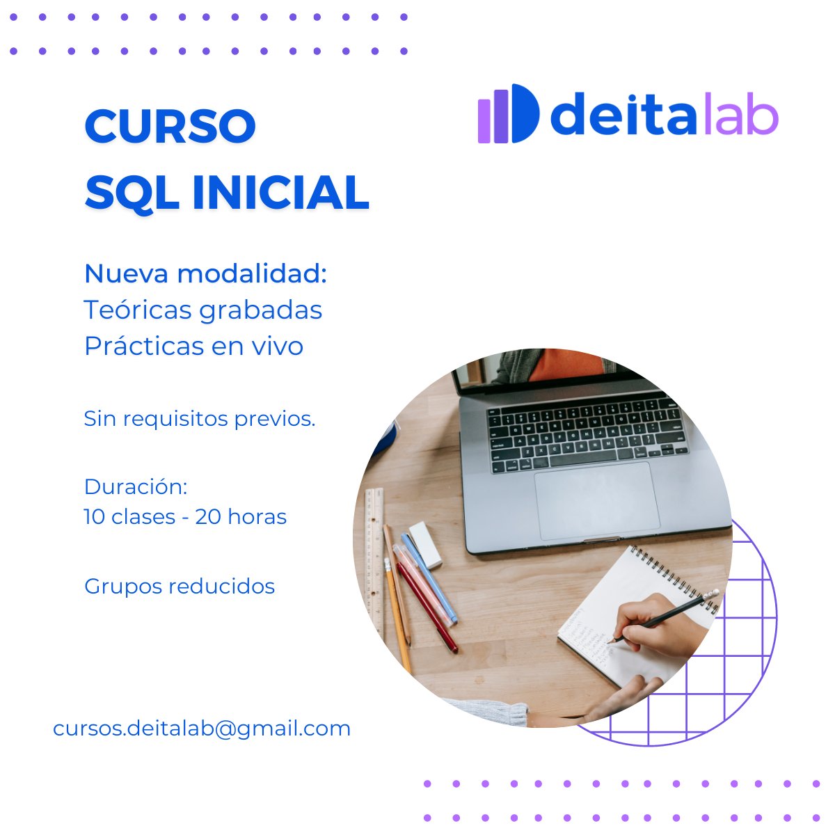 DeitaLab's tweet image. ¿Quieres mejorar tus habilidades en SQL?
¡Únete a nuestro curso online! Sin requisitos previos, 10 clases en grupos reducidos.
Consultas: buff.ly/41Z6e7I
#cursoSQL #DeitaLab
