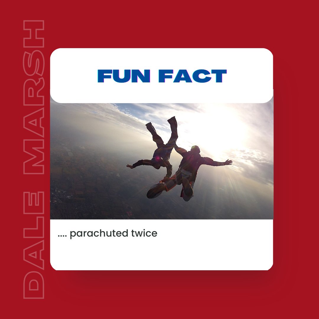 Dale was once young, wild and free. Skydiving gave him the ultimate adrenaline rush, which made him do it twice!  What a brave and daring spirit!