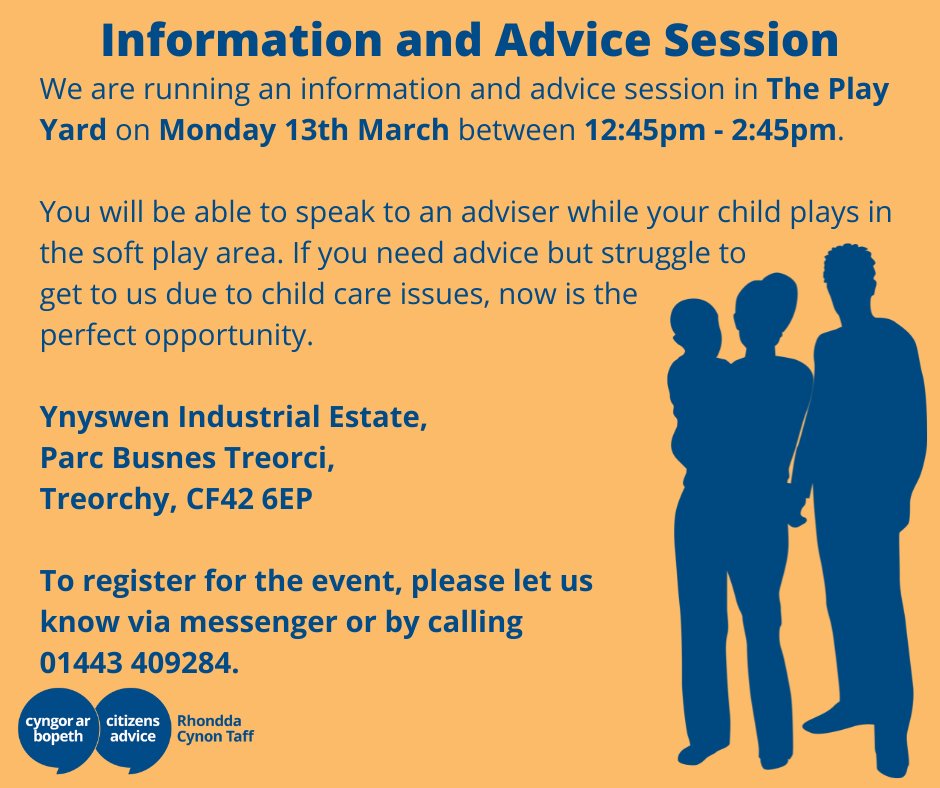 ca_rct's tweet photo. We are running an information and advice session on Monday 13th March between 12:45-2:45pm in The Play Yard, Treorchy.

Take advantage of the soft play area for your little one while you speak to one of our advisers.

Please message or call us to register for the event. https://t.co/7DK9u5okpZ