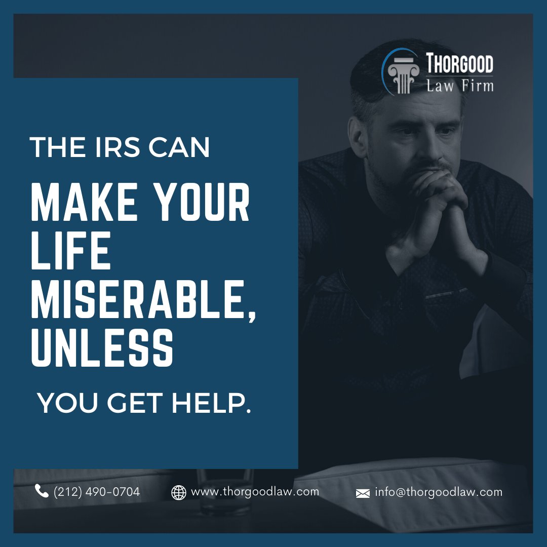 ThorgoodLaw's tweet photo. The IRS can make your life miserable, unless you get help.

https://t.co/xMjH1AV3JH
info@thorgoodlaw.com
(212) 490-0704 

#ThorgoodLaw #Attorney #IRS #IRSAgents #Tax #IRS #Taxes #Miserable #Help https://t.co/pyvhNtgW9Z