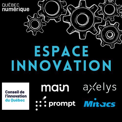 🔔 Venez nous rendre visite à la Semaine numériQC de <a href="/QcNum/">Québec numérique</a>  du 27 au 31 mars à Québec dans l'Espace Innovation. Nous y serons aux côtés de partenaires de l'écosystème: <a href="/axelysQC/">Axelys</a> , <a href="/mainquebec/">MAIN</a> , <a href="/MitacsCanada/">Mitacs</a> et <a href="/Prompt_Innov/">Prompt</a>. Réservez votre billet ici 👉 zurl.co/BGqi