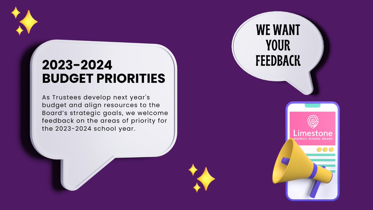 Trustees welcome feedback/participation in a brief survey to identify priorities in the budgeting process for next year.  Please take a few minutes to share your ideas by completing our survey. Results will be shared at April 19 Budget Meeting. bit.ly/BudgetSurvey23…