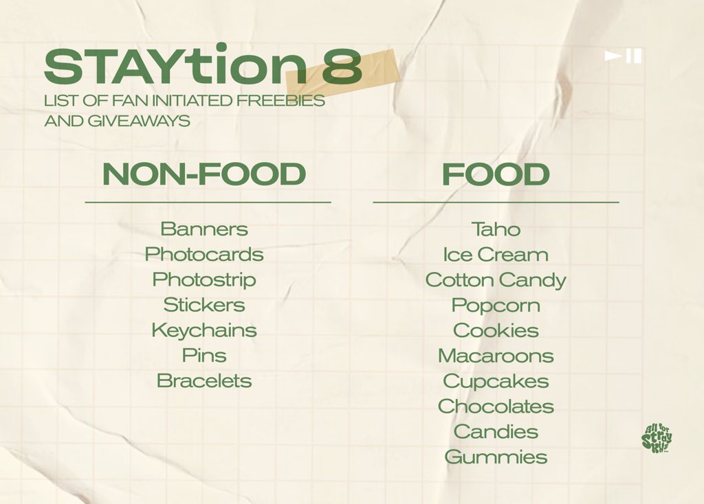 Here’s the list of participating STAYS who would be giving away freebies and food at STAYtion8:

DAY 1: docs.google.com/spreadsheets/d…
DAY 2: docs.google.com/spreadsheets/d…

#STAYtion8 #SKZinMNL2023 #MANIACinMANILA