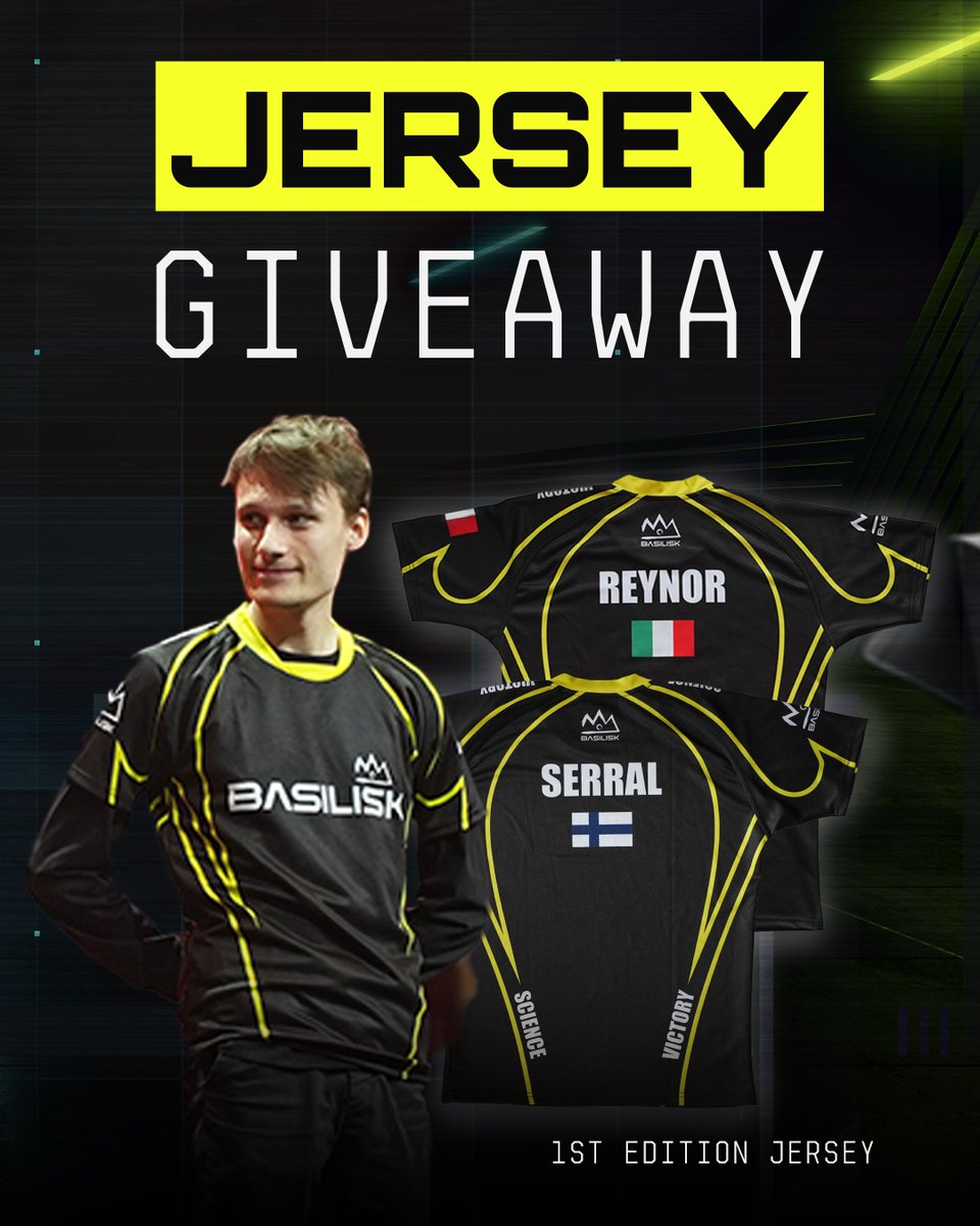 🎉GIVEAWAY🎉 In celebration of 🧠BBB #20🧠 we are giving away a 1st edition BASILISK jersey! A lucky winner gets to choose a @Reynor02 or @Serral_SC2 jersey. To enter: 1️⃣ Retweet + like this tweet 2️⃣ Follow BASILISK on Twitter The winner will be announced on March 15th.