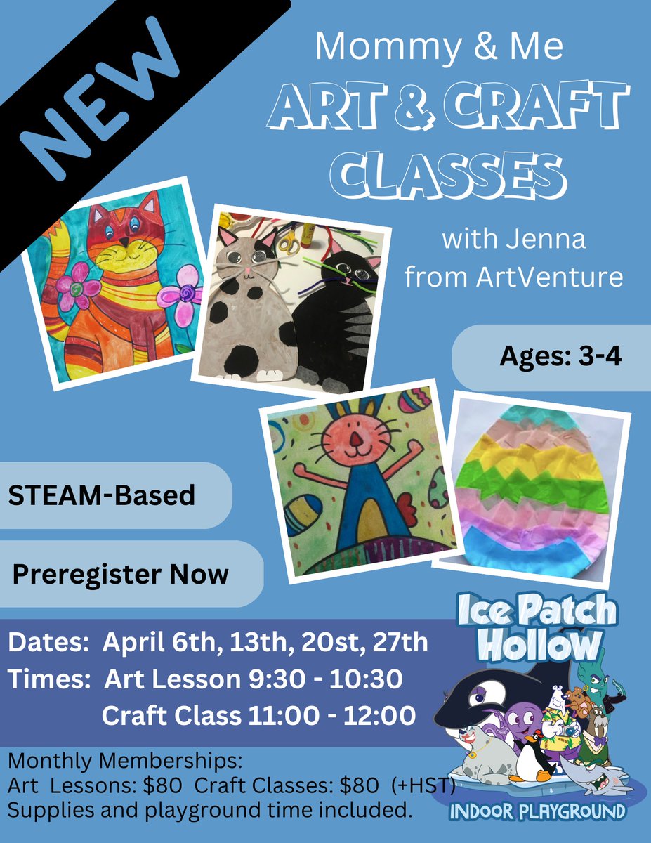 🎨👩‍🎨🧑‍🎨Get your little ones' creativity flowing with Ice Patch Hollow #IndoorPlayground fun and interactive art and craft classes!🌟 👨‍👩‍👧‍👦 

Pre-register by phone  📞

sunnysidemall.ca/directory/

#BedfordNS  #HalifaxNS #creativity  #craftclub #artclub #kidsactivities #familyactivities
