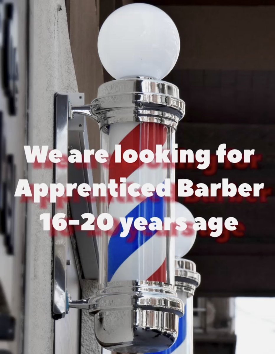 JOB OFFER 💈Barbers apprenticeship 💈￼￼ AGE 16-20 years please DM me Wayne Anthonys Barbers