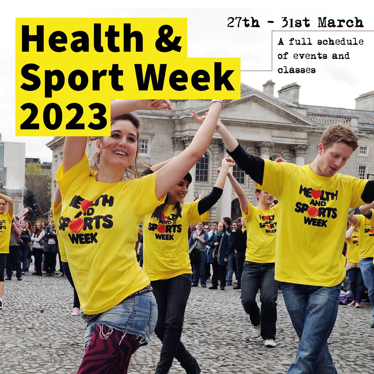 tcddublin's tweet photo. Improve your health and fitness to the next level! Trinity's #HealthAndSportsWeek happens from March 27th to April 2nd. Join us for a fun-filled week of exciting activities and challenges. Stay tuned for more details &amp; prepare to become your best version! https://t.co/r9pR0RDOHH https://t.co/2kPYeQYjUQ