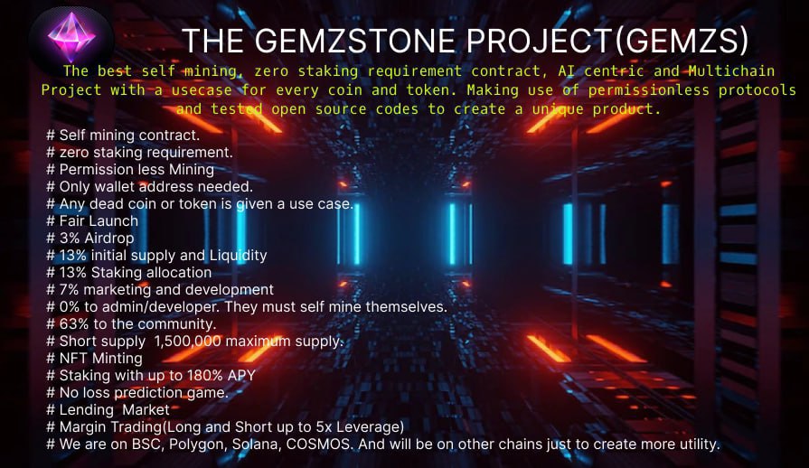 🚀 Airdrop: The Gemzstone Project
💰 Value: 20 $GEMZS
🏆 Winners: 2250 random winners
👥 Top 150 Referrals: 5,000 $GEMZS
📋 Contract: BSCscan
📅 End Date: 15th March, 2023

Talk with the Telegram Bot
t.me/GemzstonesAird…

#Airdrop #Airdrops #Crypto #Giveaway #CryptoTownEU