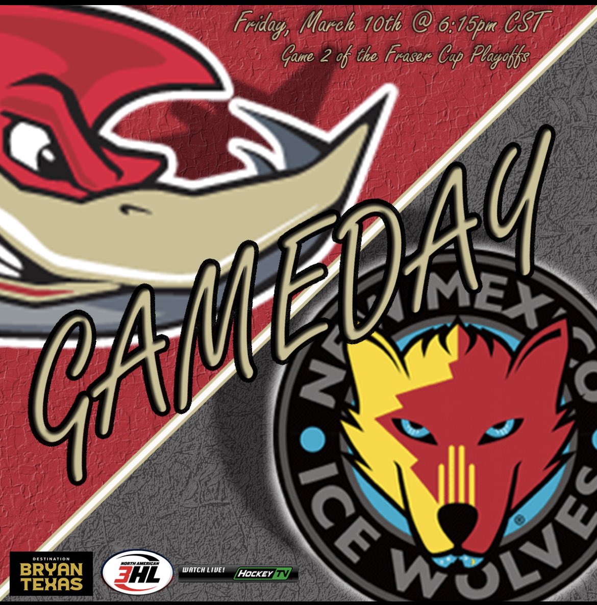 TEXRoadRunners's tweet image. #GameDay  #SetThePace @SpiritIceArena @NA3HL @kbtxsports @TylerShawSports @nicolegriff_ @theeagle @nmicewolves3hl @NMIceWolves @LetsGoJacks @NACommissioner