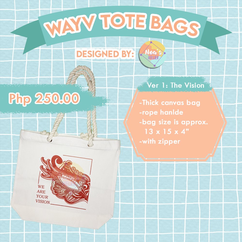 noas_atelierph's tweet photo. wts lfb WayV Inspired Tote Bags 🇵🇭

⭐ Available on hand!

•Php 250.00
•MOP: GCash/BDO/BPI

🗒️Limited quantities available per design so grab yours now!

🚚 MOD: SSD, SCO, direct J&amp;T, or can opt for meet-up during WayV Phantom in Manila Fanmeet!

Help retweet po! Thank you! 😊 https://t.co/XgAR1VsDL3