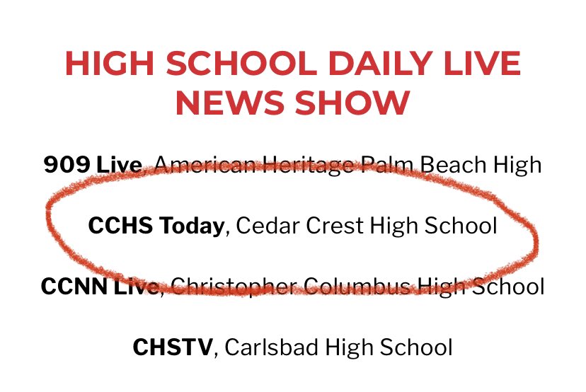 I’m so proud of my students on <a href="/cchstoday/">CCHS Today</a> Our daily announcement show has be recognized as a finalist for a Broadcast Excellence Award from the Student Television Network! #stn #cchstoday #broadcastjournalism