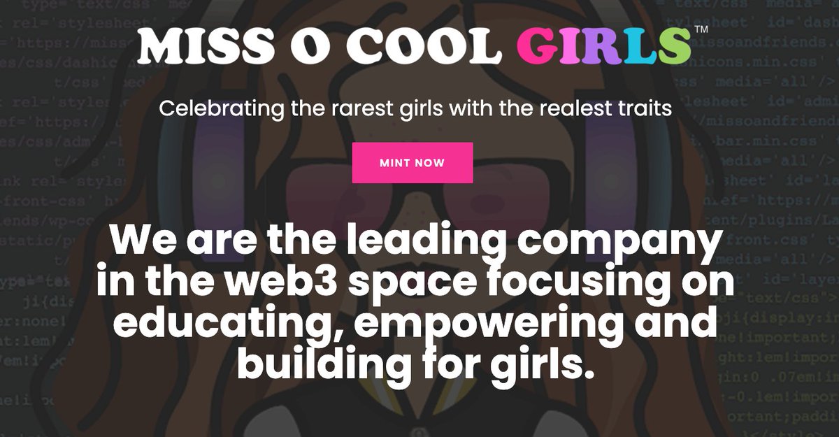 When you mint a Miss O Cool Girl, you are building a healthier tech + media future for this next gen of girls

You Fund: 
✅ BUIDL Web3 Education Hub
✅ SuperRare Moxies Gallery
✅ Launch of MoxiesX: gamified blockchain social ecosystem for girls

Join us mint.missocoolgirls.xyz