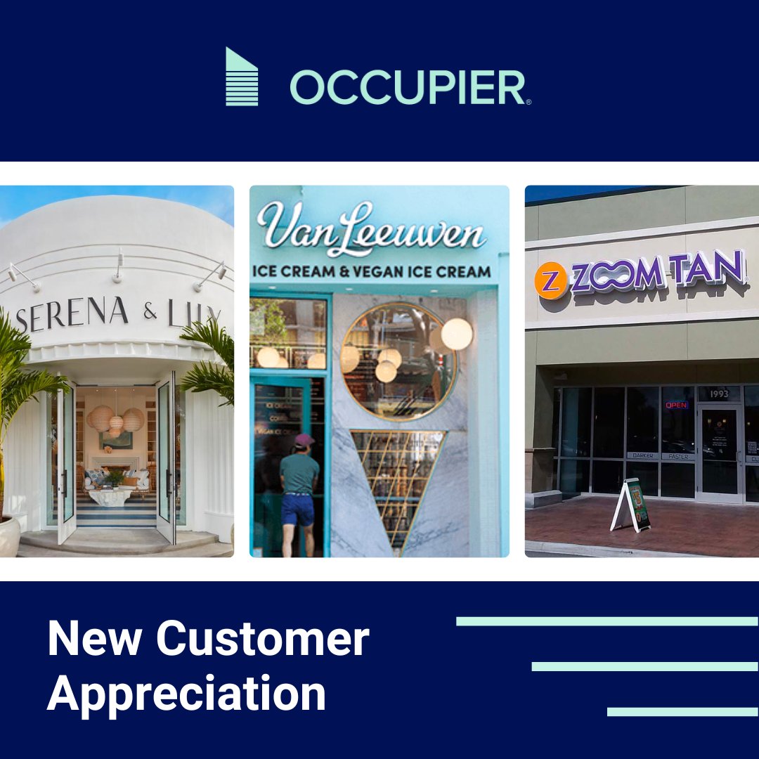 We're thrilled to welcome our newest customers 🎉

🛋️ @SerenaandLily 
🍦 @vanleeuwen
☀️ @ZoomTan

With Occupier, these retailers can focus on their core business while ensuring their real estate portfolio is optimized for growth and success.

#retail #retailrealestate